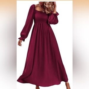 NWT XL Chic Long Sleeve Burgundy Dress